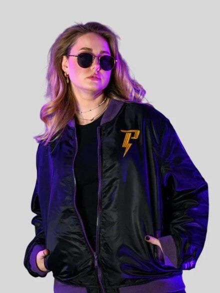 Black Powerline Bomber Jacket