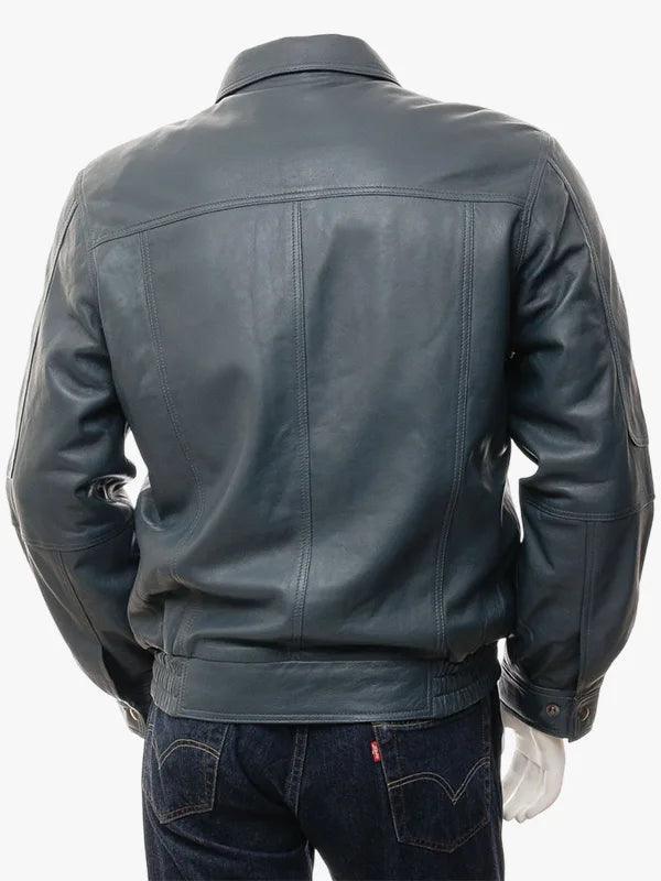 Blue Rennes Leather Jacket men s
