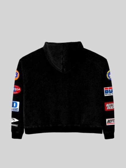 Bottega Desires Patches Zip Up Hoodie Black