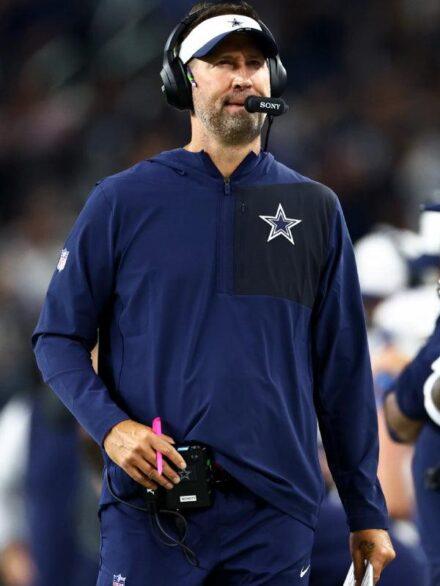 Brian Schottenheimer Dallas Cowboys Half Zip Hoodie Jacket Blue
