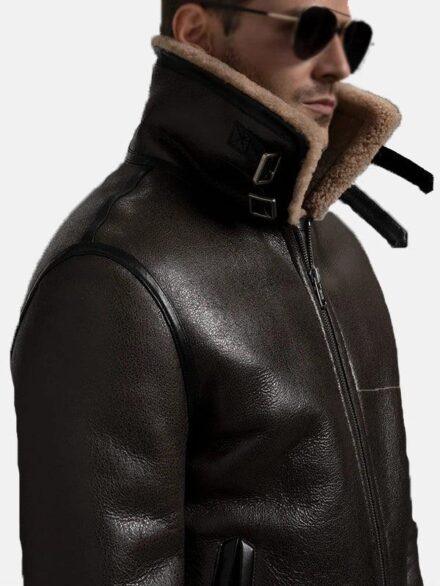 Brown Sheepskin B 3 Bomber Shearling Flight Jacket Men