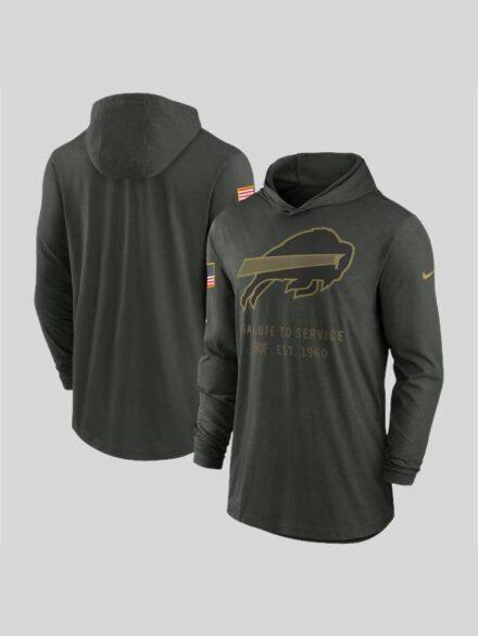 Buffalo Bills 2025 Salute to Service Hooded Long Sleeve T shirt