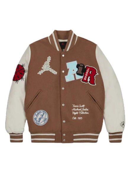 Cactus Jack Travis Scott x Jordan Varsity Jacket Antique Brown