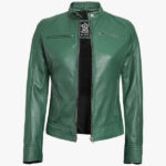 Cafe Racer Green Biker Jacket For Women