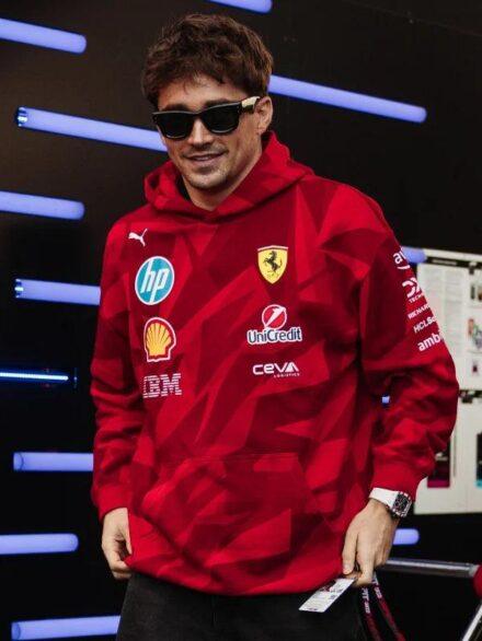 Charles Leclerc Scuderia Ferrari 2025 Special Edition Las Vegas Race Hoodie Red