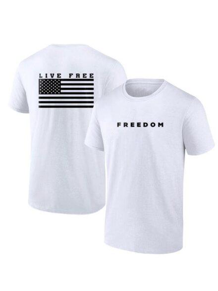Charlie Kirk Freedom Live Free USA Flag T shirt White