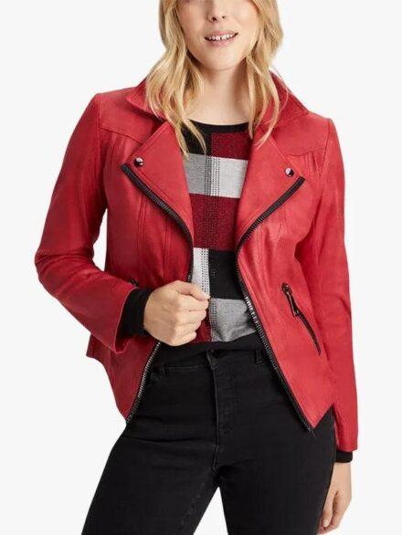 Cherry Rush Vex Zipper Trim Biker Leather Jacket