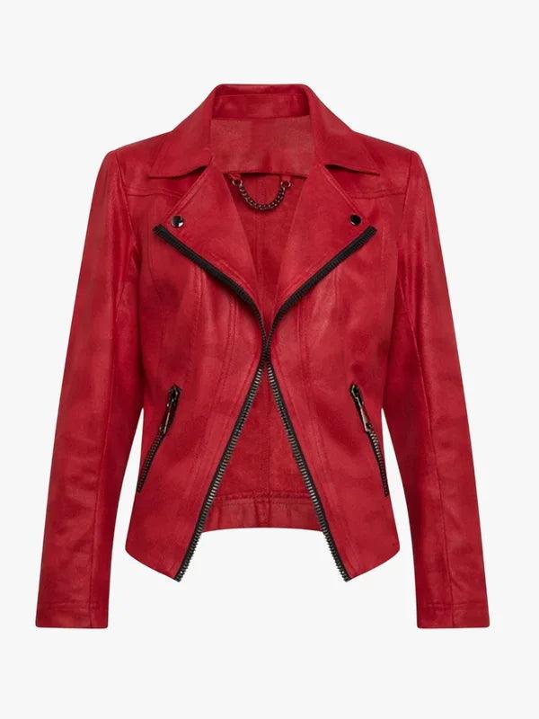 Cherry Rush Vex ZipperCherry Rush Vex Zipper Trim Women Biker Leather Jacket Trim Women Biker Leather Jacket 1