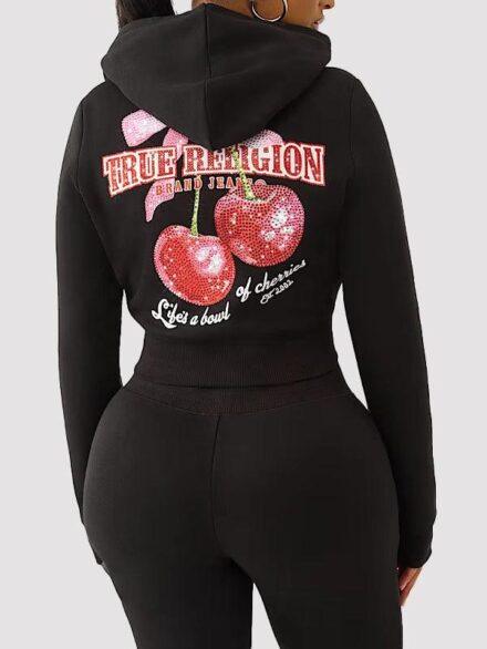 Cherry Shrunken Zip Hoodie True Religion