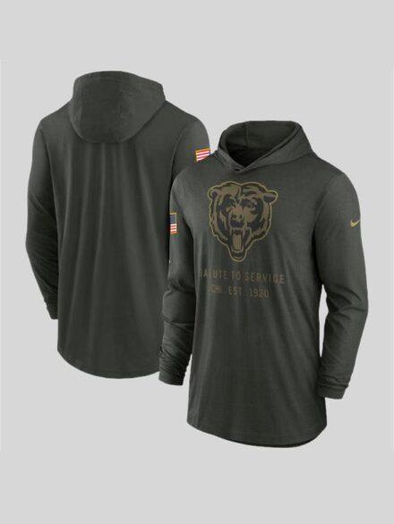 Chicago Bears 2025 Salute to Service Hooded Long Sleeve T shirt