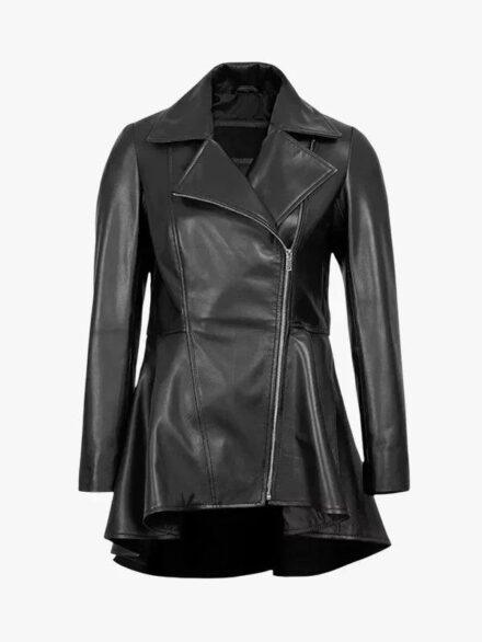 Clarissa Women s Black Peplum Leather Jacket