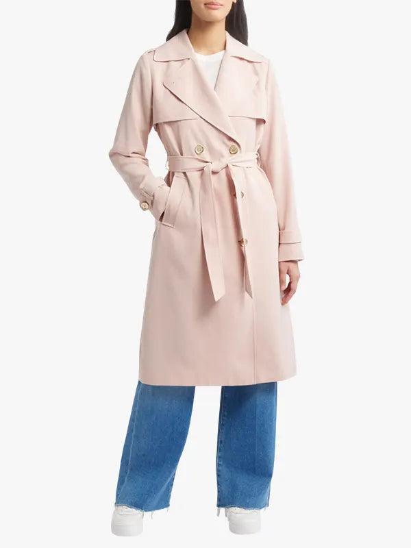 Classic Double-Breasted Trench Coat with Belt For Women's