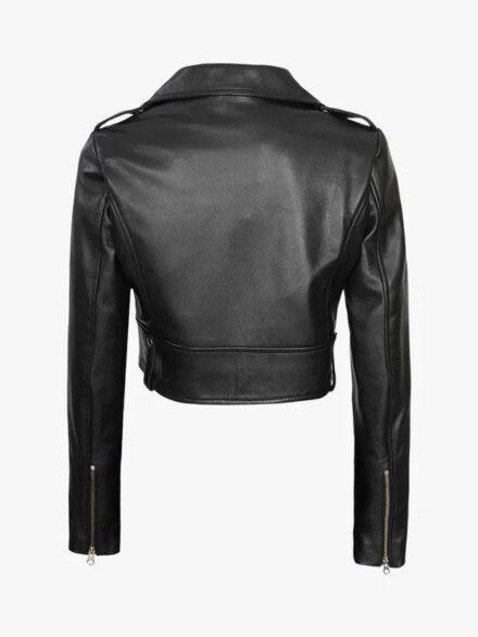 Colleen Womens Black Cropped Leather Jacket