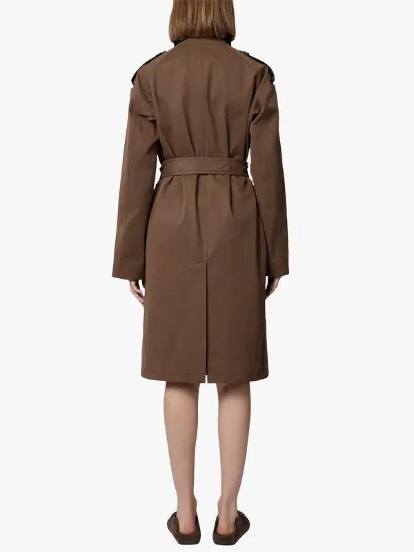 Contrast Collar Belted Trench Coat