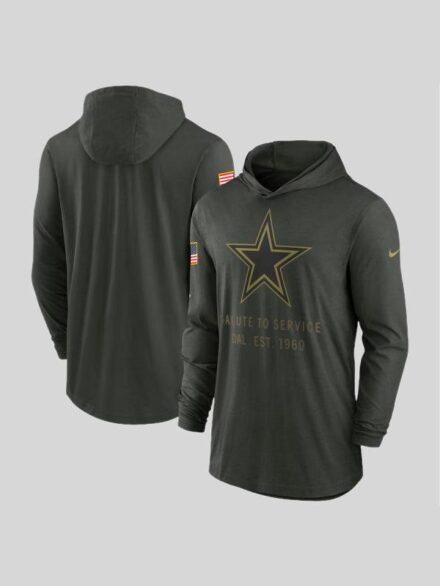 Dallas Cowboys 2025 Salute to Service Hooded Long Sleeve T shirt