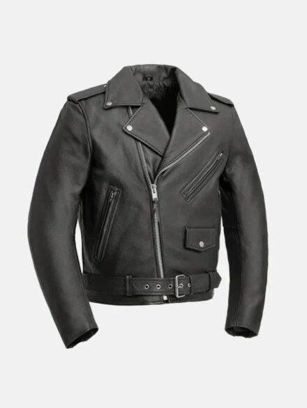 Daniel Black Biker leather Jacket Front 595x793 1