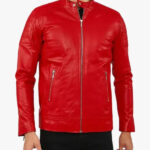 Declan Red Racer Leather Jacket Front