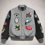Disney Mickey Friends Varsity Jacket Grey and Black