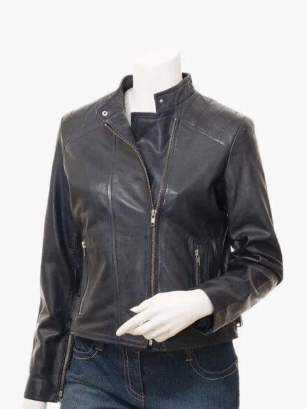 Dora Women s Navy Blue Biker Jacket