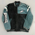 EVI11 Twin Philadelphia Eagles Vintage Suede Bomber Jacket