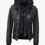 Edinburgh Women s Bomber Black Leather Jacket