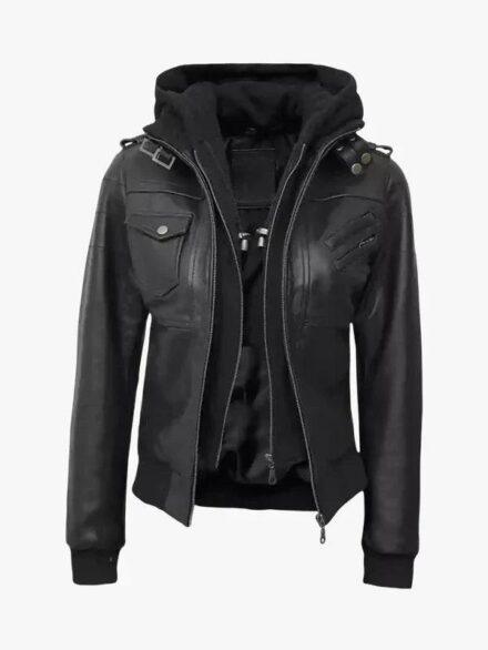 Edinburgh Women s Bomber Black Leather Jacket