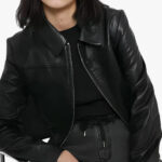 Elegant Noir Black Leather Bomber Jacket