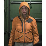 Elle Fanning Death Standing 2 Orange Jacket
