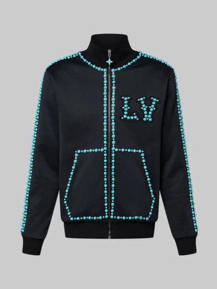 Embellished Cotton Track Jacket Louis Vuitton