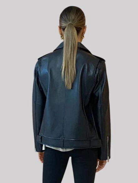 Ena Pelly Oversized New Yorker Black Leather Biker Jacket