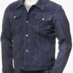 FOGGIA Men s Blue Suede Trucker Jacket