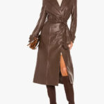 Faux Leather Trench Coat
