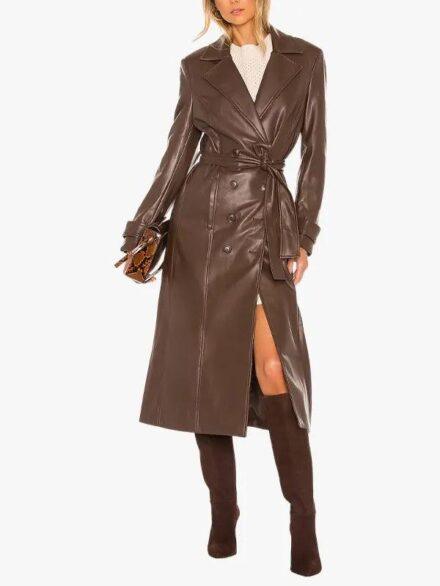 Faux Leather Trench Coat