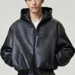 Fear Of God Vanson Essentials Leather Hooded Bomber Jacket Black