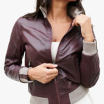 G155 Burgundy natural leather bomber jacket