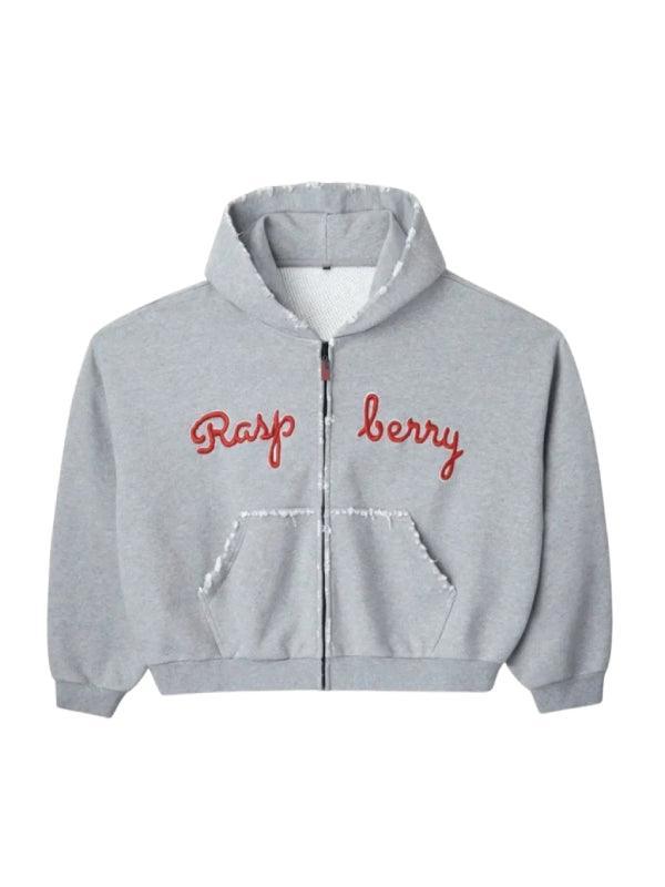 GV Raspberry Hills Script Zip Up Hoodie Grey