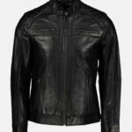 George Waters Padded Style Black Leather Jacket Front 595x793 1