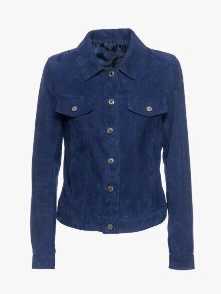 Giusy Women s Blue Jacket Suede Leather