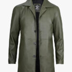 Green 34 Length Leather Coat