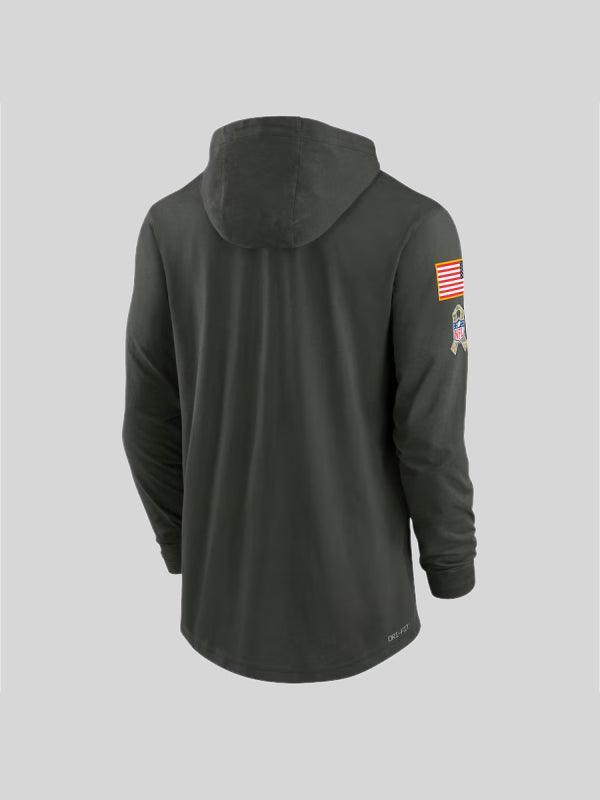 Green Bay Packers Nike 2025 Salute to Service Sideline Hooded Long Sleeve T shirt