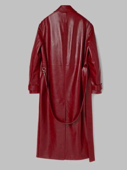 Gucci Red Leather Trench Coat