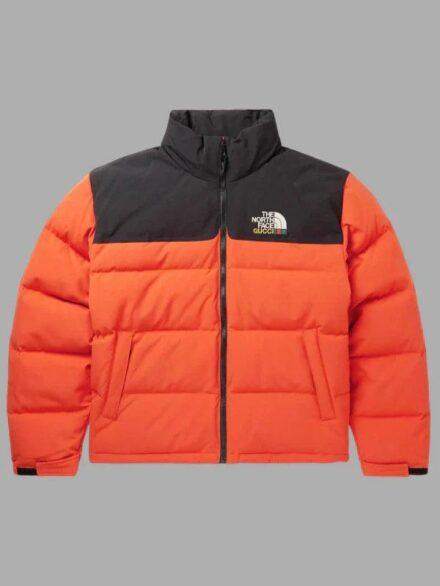 Gucci The North Face Colour Block Down Jacket Orange