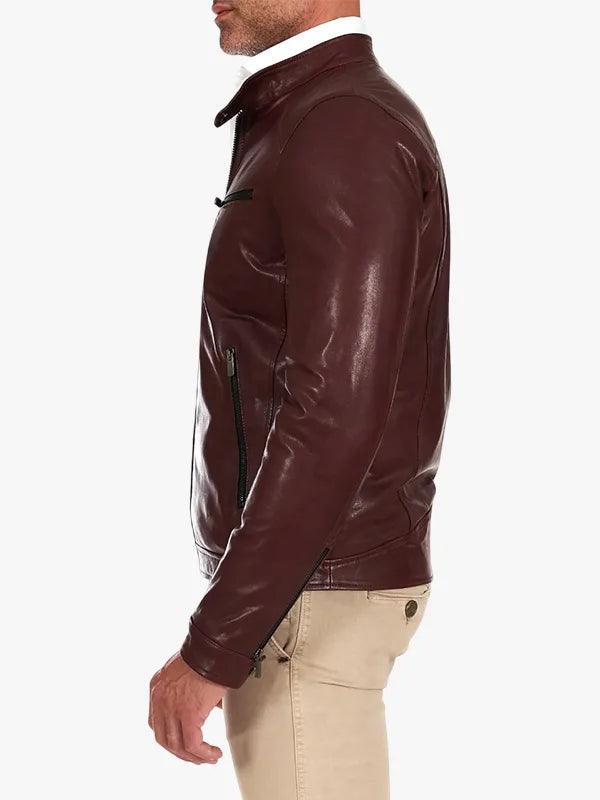 Hamilton Bordeaux Vegetable Leather Jacket Four Pockets Vintage Effect