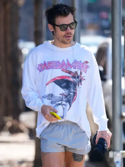 Harry Styles Parliament Long Sleeve T shirt White