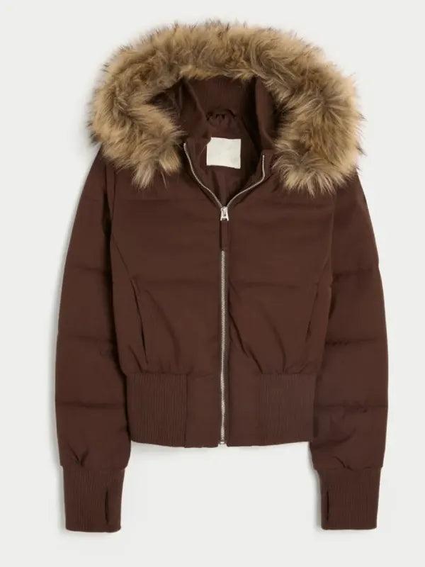 Hollister Faux Fur Jacket Brown