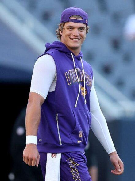J J McCarthy Vikings Sleeveless Hoodie Purple
