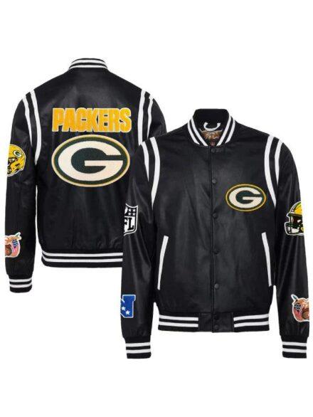 Jeff Hamilton Green Bay Packers Black Leather Jacket