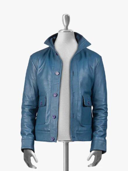 Jericho Blue Bombe Jacket With Stand Up Collar