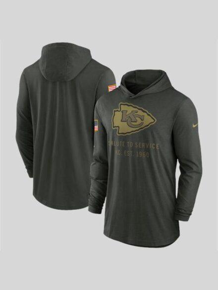 Kansas City Chiefs 2025 Salute to Service Hooded Long Sleeve T shirt