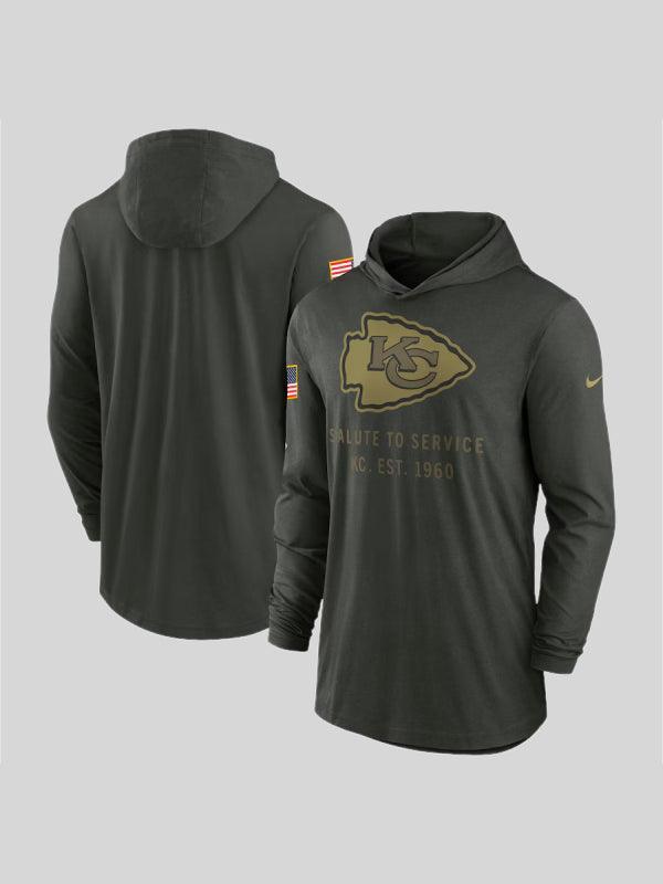 Kansas City Chiefs 2025 Salute to Service Hooded Long Sleeve T shirt